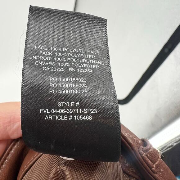 Aritzia Wilfred The Melina Faux Leather Straight Leg Pants Cognac Brown size 6 - Picture 12 of 12